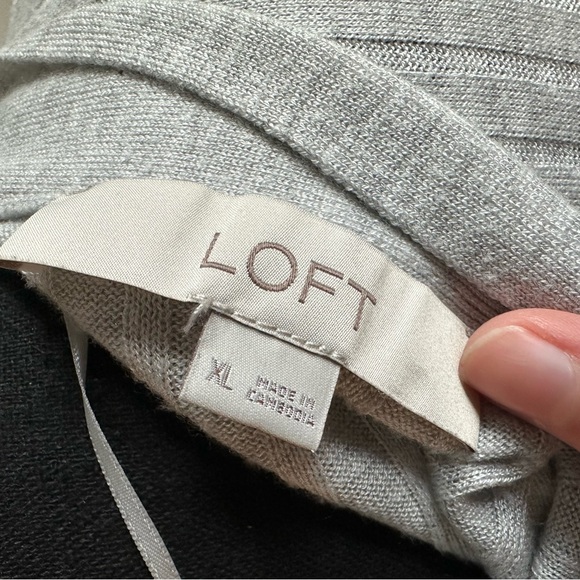 LOFT Light Gray Ribbed Duster Open Front Cardigan - Picture 5 of 6